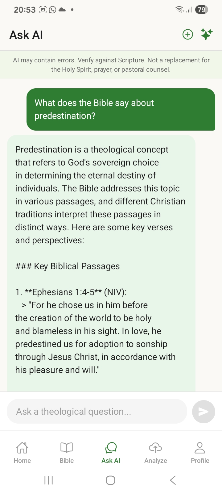 Berean App chat