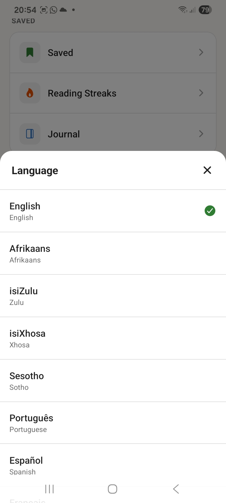 Berean App languages